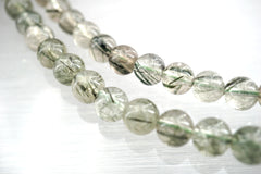 Green Rutile Quartz A Grade 7.5 - 8.5 round beads (ETB01126)