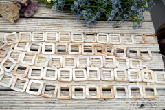 White Mother of Pearl / MOP 31-33mm square hoop beads (ETB01704)
