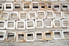 White Mother of Pearl / MOP 31-33mm square hoop beads (ETB01704)
