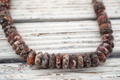 Leopardskin 11-12.5mm Matte Slice beads (ETB01707) Unique jewelry/Vintage jewelry/Gemstone necklace