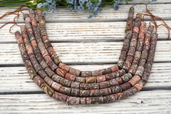 Leopardskin Jasper Cylinder MATTE beads 7.5-11mm (ETB01709)  Unique jewelry/Vintage jewelry/Gemstone necklace