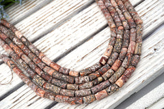 Leopardskin Jasper Cylinder MATTE beads 7.5-11mm (ETB01709)  Unique jewelry/Vintage jewelry/Gemstone necklace