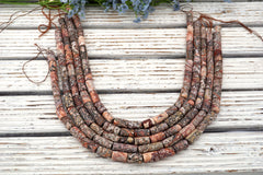 Leopardskin Jasper Cylinder MATTE beads 7.5-11mm (ETB01709)  Unique jewelry/Vintage jewelry/Gemstone necklace