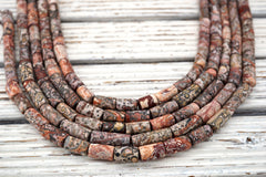 Leopardskin Jasper Cylinder MATTE beads 7.5-11mm (ETB01709)  Unique jewelry/Vintage jewelry/Gemstone necklace