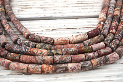 Leopardskin Jasper Cylinder MATTE beads 7.5-11mm (ETB01709)  Unique jewelry/Vintage jewelry/Gemstone necklace