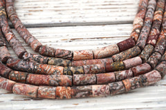Leopardskin Jasper Cylinder MATTE beads 7.5-11mm (ETB01709)  Unique jewelry/Vintage jewelry/Gemstone necklace