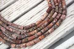 Leopardskin Jasper Cylinder MATTE beads 7.5-11mm (ETB01709)  Unique jewelry/Vintage jewelry/Gemstone necklace