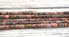 Leopardskin Jasper Cylinder beads 8-10mm (ETB01712)  Unique jewelry/Vintage jewelry/Gemstone necklace