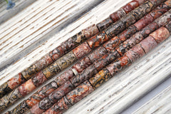 Leopardskin Jasper Cylinder beads 8-10mm (ETB01712)  Unique jewelry/Vintage jewelry/Gemstone necklace