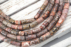 Leopardskin Jasper Cylinder beads 8-10mm (ETB01712)  Unique jewelry/Vintage jewelry/Gemstone necklace