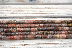 Leopardskin Jasper Cylinder beads 8-10mm (ETB01712)  Unique jewelry/Vintage jewelry/Gemstone necklace