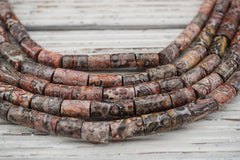 Leopardskin Jasper Cylinder beads 8-10mm (ETB01712)  Unique jewelry/Vintage jewelry/Gemstone necklace