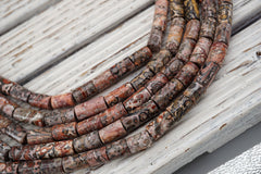 Leopardskin Jasper Cylinder beads 8-10mm (ETB01712)  Unique jewelry/Vintage jewelry/Gemstone necklace