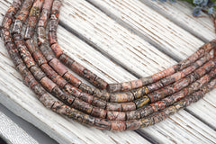Leopardskin Jasper Cylinder beads 8-10mm (ETB01712)  Unique jewelry/Vintage jewelry/Gemstone necklace