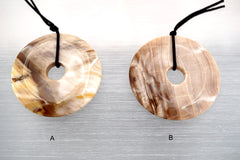 Wood Opalite/ Petrified Wood donut shape pendant  (ETP00308)