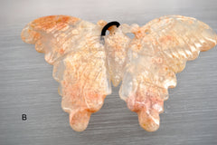 Pink Agate butterflies pendant (ETP00312)