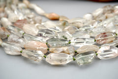 Crystal With White Phantoms faceted beads (ETB00442)