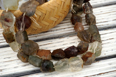 Lodalite hand hammered beads  (ETB01589) Natural gemstone/Unique jewelry/Vintage jewelry/Gemstone necklace/hand hammered