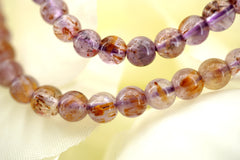 Cacoxenite Amethyst 4mm round beads (ETB01339)