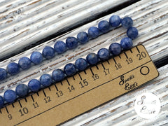 Rare Blue Sapphire faceted 8mm round beads (ETB01019)