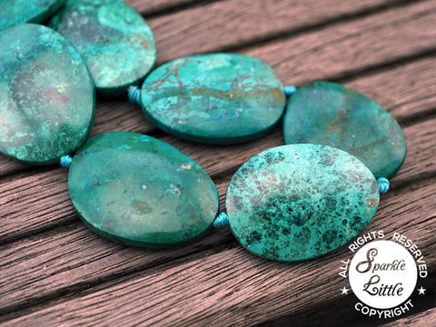 Natural Amazing Blue Peruvian Chrysocolla freeform beads (ETB01075)