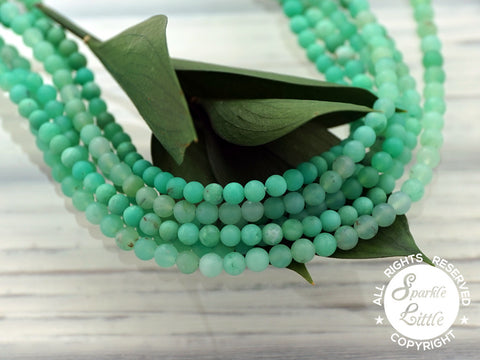 Matte Chrysoprase AA grade 4-4.5mm round beads (ETB01096)