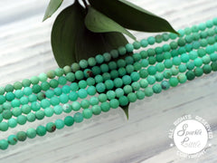 Matte Chrysoprase AA grade 3-4mm round beads (ETB01097)