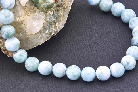 Rare Larimar 9-10mm round beads (ETB01101)