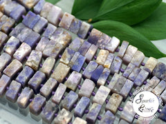 Matte Wyominy Amethyst Sage 9.5-10.5mm cube beads  (ETB01159)