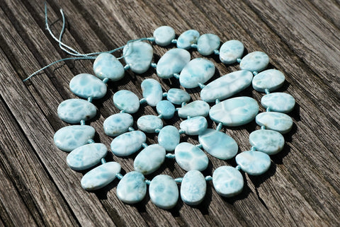 Rare Larimar 8-15mm freeform beads (ETB00830)