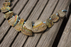 Rare and exotic Russian Rainbow Pyrite 8-23.5mm freeform beads (ETB00808)