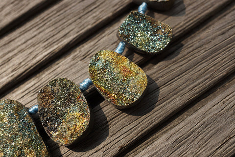 Rare and exotic Russian Rainbow Pyrite 10.5-23.5mm freeform beads (ETB00810)