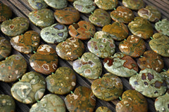 Rainforest Rhyolite 33-43mm heart shape beads (ETB00565)