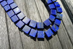 Matte Lapis Lazuli 8.5-10mm cube beads (amazing blue colour with gold sparkles) (ETB00787)