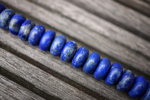 Matte Lapis Lazuli 10.5-12mm rondelle beads (amazing blue colour with gold sparkles) (ETB00789)