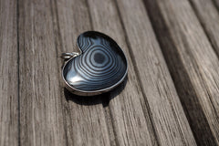 Rare and elegant Mexican Psilomelane heart shape pendant with silver (ETP00229)