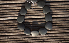 Matte Australian Black Jade 31-42mm heart shape beads (ETB00558)