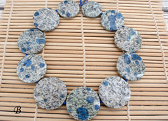 K2 Blue round dics beads 31-38mm (ETB01623) Rare/Unique jewelry/Vintage jewelry/Gemstone necklace