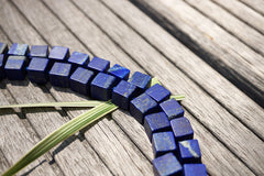 Matte Lapis Lazuli 8.5-10.5mm cube beads (amazing blue colour with gold sparkles) (ETB00788)