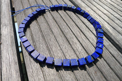 Matte Lapis Lazuli 8.5-10mm cube beads (amazing blue colour with gold sparkles) (ETB00787)