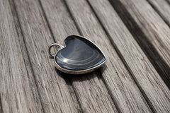 Rare and elegant Mexican Psilomelane heart shape pendant with 925 silver (ETP00226)