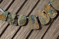 Rare and exotic Russian Rainbow Pyrite 10.5-23.5mm freeform beads (ETB00810)