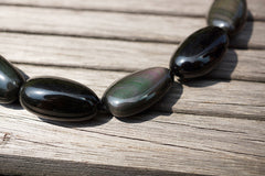 Rainbow Obsidian 15-20mm pebble beads (ETB00749)