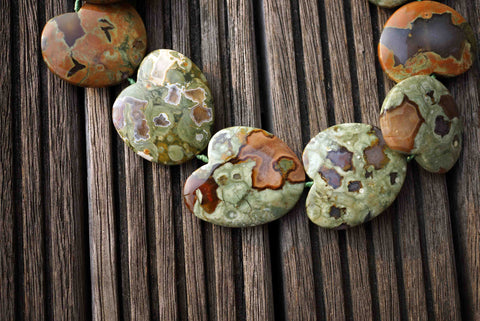 Rainforest Rhyolite 33-43mm heart shape beads (ETB00565)