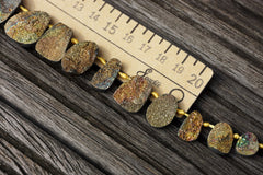 Rare and exotic Russian Rainbow Pyrite 7.5-17.5mm freeform beads (ETB00809)