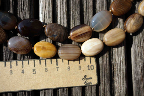 Wood Opalite/ Petrified Wood 13-15mm freeform beads (ETB00538)