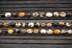 Rare & beautiful Australian Fossil Peanut Wood 13-15mm oval beads (ETB00593)