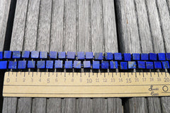 Matte Lapis Lazuli 8.5-10mm cube beads (amazing blue colour with gold sparkles) (ETB00787)