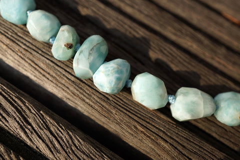 Rare Larimar 9-15mm faceted beads (ETB00807)