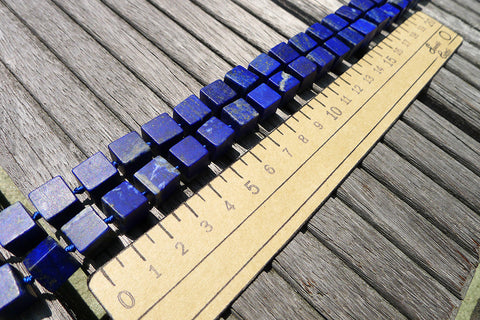 Matte Lapis Lazuli 8.5-10.5mm cube beads (amazing blue colour with gold sparkles) (ETB00788)